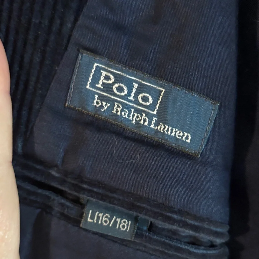 Polo by Ralph Lauren Boy Navy Corduroy Blazer Size 16-18